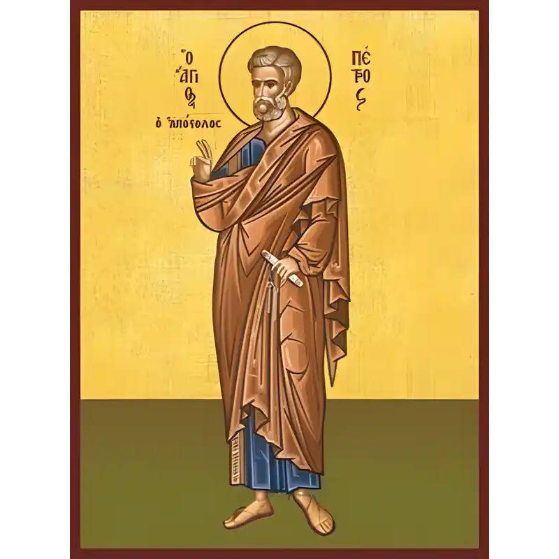 Εικόνα Ορθοδοξίας με περίγραμμα χρυσό σε ξύλο Φλαμουρίας  με  βάση Εικόνα ΑΓΙΟΣ ΑΠΟΣΤΟΛΟΣ ΠΕΤΡΟΣ, ΟΛΟΣΩΜΟΣ Χειροποίητη Ελληνορθόδοξη εικόνα του Ιησού Χριστού, Κρεμαστή πλάκα βυζαντινής τέχνης, χριστιανική τέχνη Διάσταση 40x30 cm (10,2x7,9 ίντσες)  INTRAEK