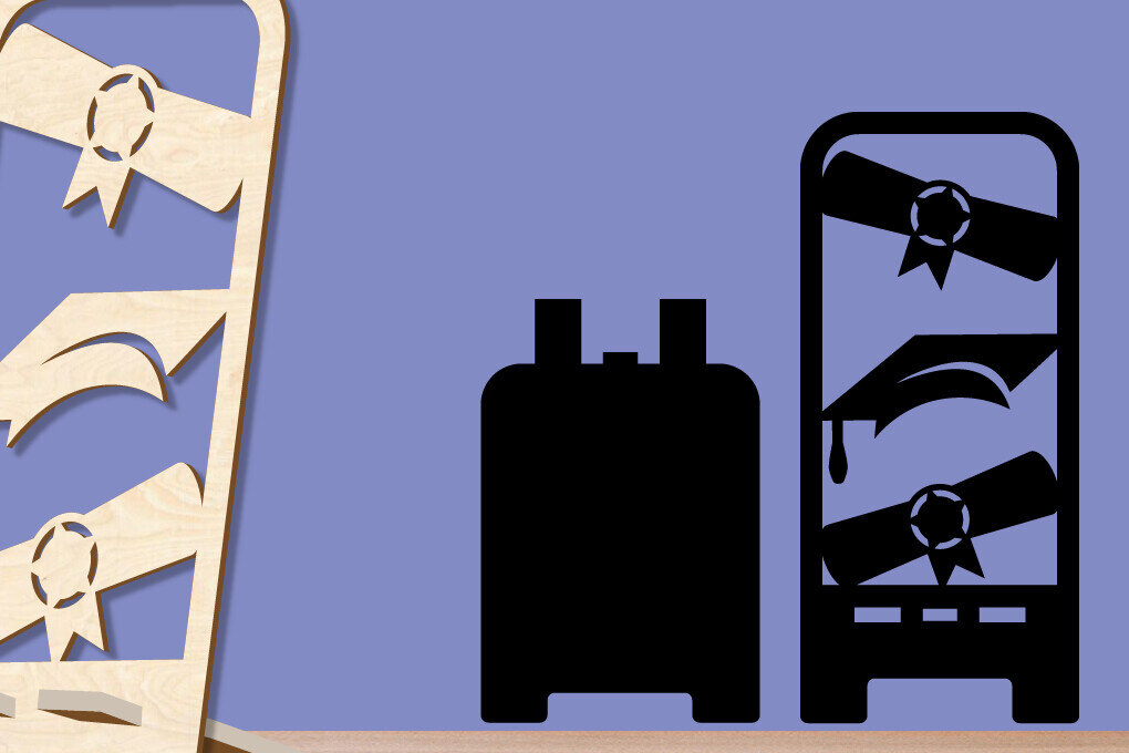 Σετ των 3 Intra απο ξύλο plywood 3mm-4mm πάχος - Τηλέφωνο Αποφοίτησης | Αποφοίτηση Δίασταση 5x7 cm INTRAFABR-123888970