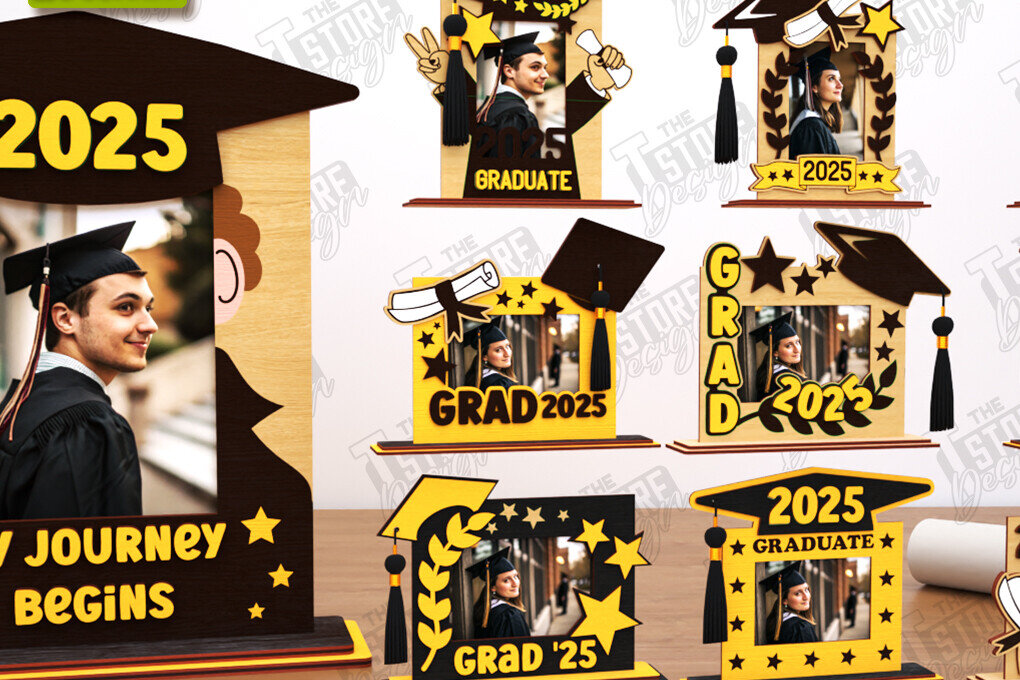 Σετ των 2 Intra απο ξύλο plywood 3mm-4mm πάχος - Πακέτο κορνίζας αποφοίτησης |  CNC Δίασταση 20x25 cm INTRAFABR-118675790