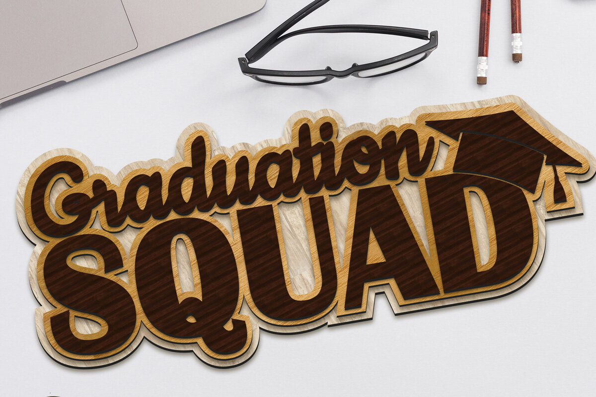 Σετ των 3 Intra απο ξύλο plywood 3mm-4mm πάχος - Διακοσμητικό πάνελ κοπής Graduation Squad Δίασταση 5x6 cm INTRAFABR-92288008