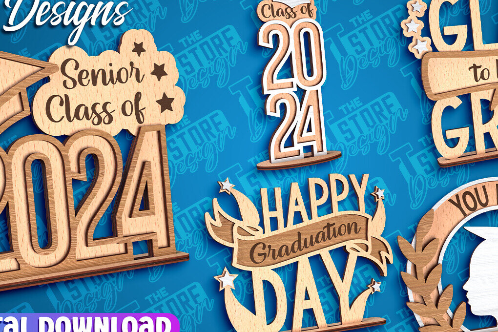 Σετ των 2 Intra απο ξύλο plywood 3mm-4mm πάχος - Graduation Stand Laser Cut |Σχέδιο Stand Δίασταση 30x20 cm INTRAFABR-93839460