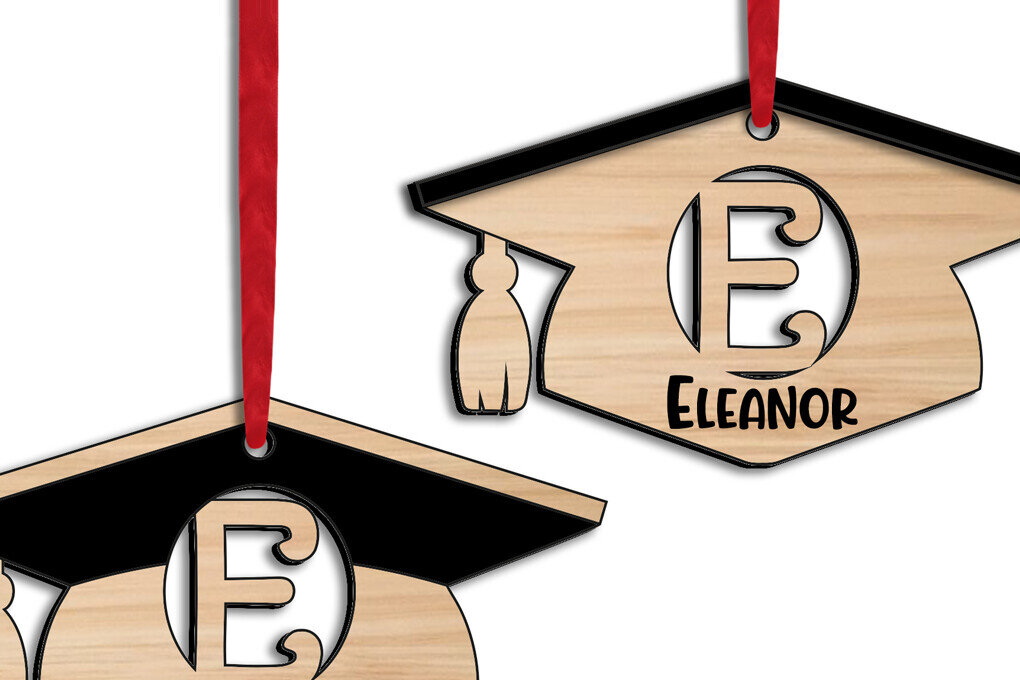 Σετ των 3 Intra απο ξύλο plywood 3mm-4mm πάχος - Στολίδι Graduation  Laser Letter E Δίασταση 6x6 cm INTRAFABR-115843498