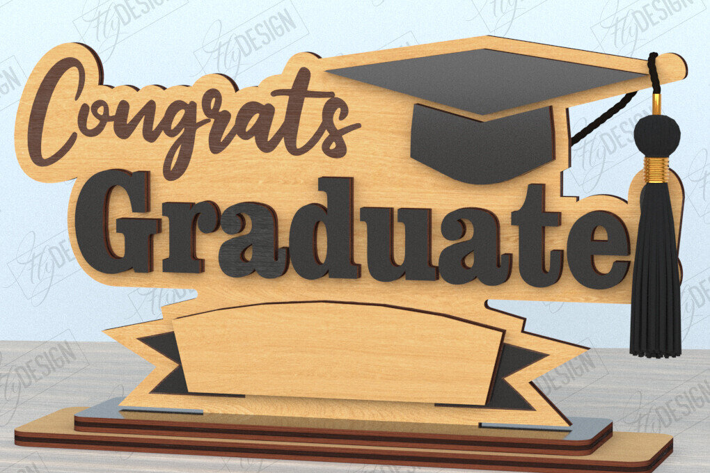 Σετ των 2 Intra απο ξύλο plywood 3mm-4mm πάχος - Φούντα αποφοίτησης | Grad 2025|CNC Δίασταση 30x20 cm INTRAFABR-118412188