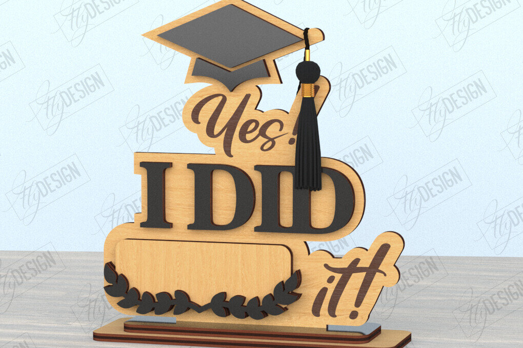 Σετ των 2 Intra απο ξύλο plywood 3mm-4mm πάχος - Φούντα αποφοίτησης | Grad 2025|CNC Δίασταση 30x20 cm INTRAFABR-118412173