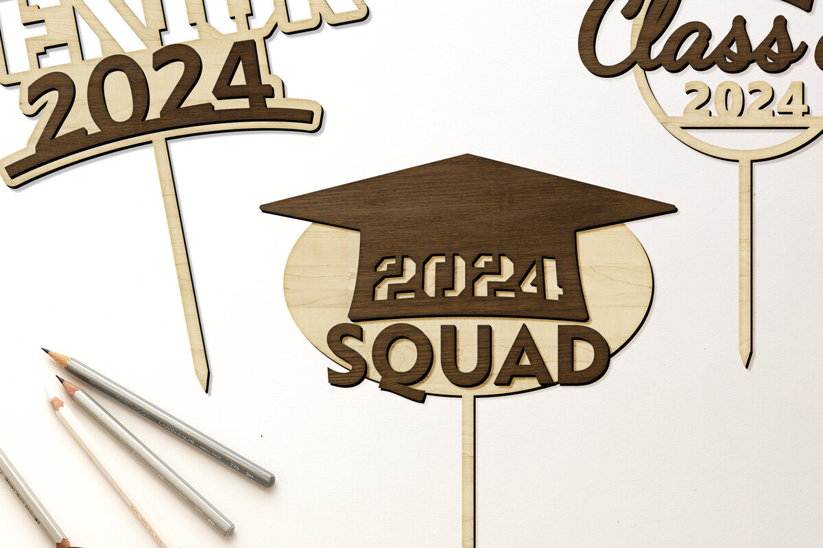 Σετ των 3 Intra απο ξύλο plywood 3mm-4mm πάχος - Graduation Toppers Σετ κομμένα πρότυπα Δίασταση 6x10 cm INTRAFABR-95689789