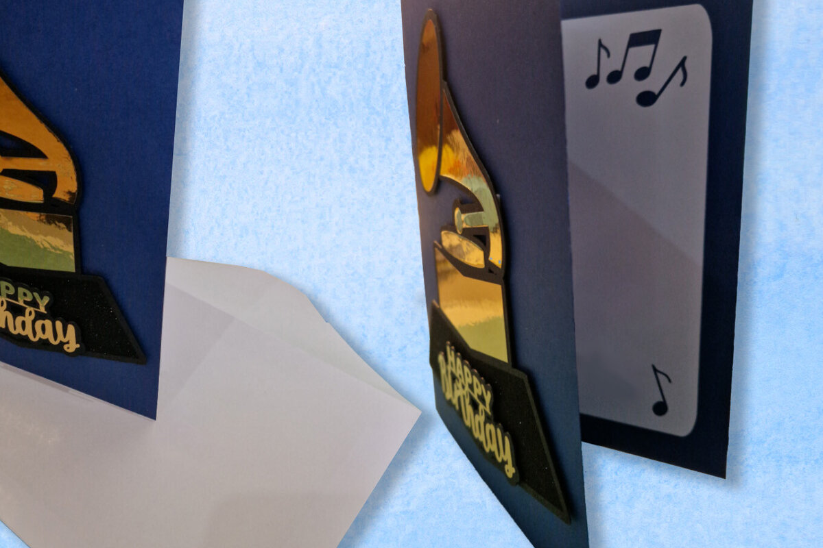 Σετ των 3 Intra απο ξύλο plywood 3mm-4mm πάχος - Κάρτα γενεθλίων γραμμοφώνου Δίασταση 6x6 cm INTRAFABR-80652865