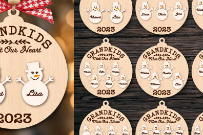 Σετ των 3 Intra απο ξύλο plywood 3mm-4mm πάχος - Πακέτο στολιδιών από το Grandkids Melt Our Heart Δίασταση 6x6 cm INTRAFABR-80870815