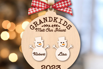 Σετ των 3 Intra απο ξύλο plywood 3mm-4mm πάχος - Σχέδιο διακοσμητικών εγγονιών λιώνουν την καρδιά μας Δίασταση 6x6 cm INTRAFABR-80871140