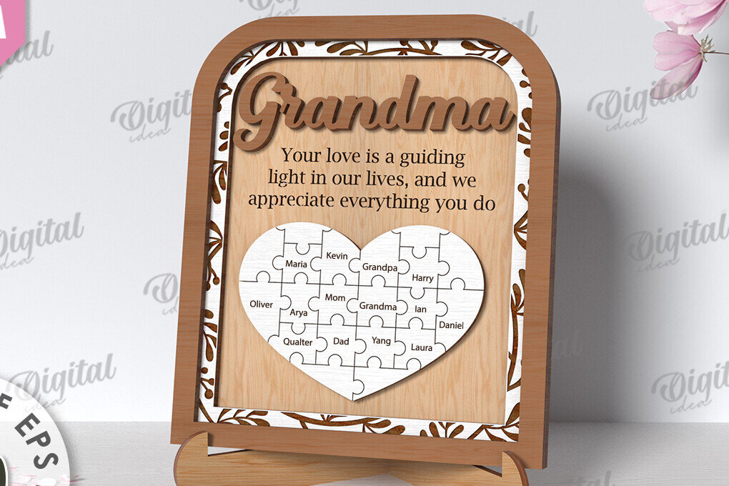 Σετ των 2 Intra απο ξύλο plywood 3mm-4mm πάχος - Grandmother Puzzle Πλαίσιο  Δίασταση 20x25 cm INTRAFABR-118960013