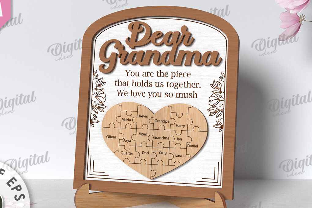 Σετ των 3 Intra απο ξύλο plywood 3mm-4mm πάχος - Grandmother Puzzle Πλαίσιο  Δίασταση 20x25 cm INTRAFABR-118959928