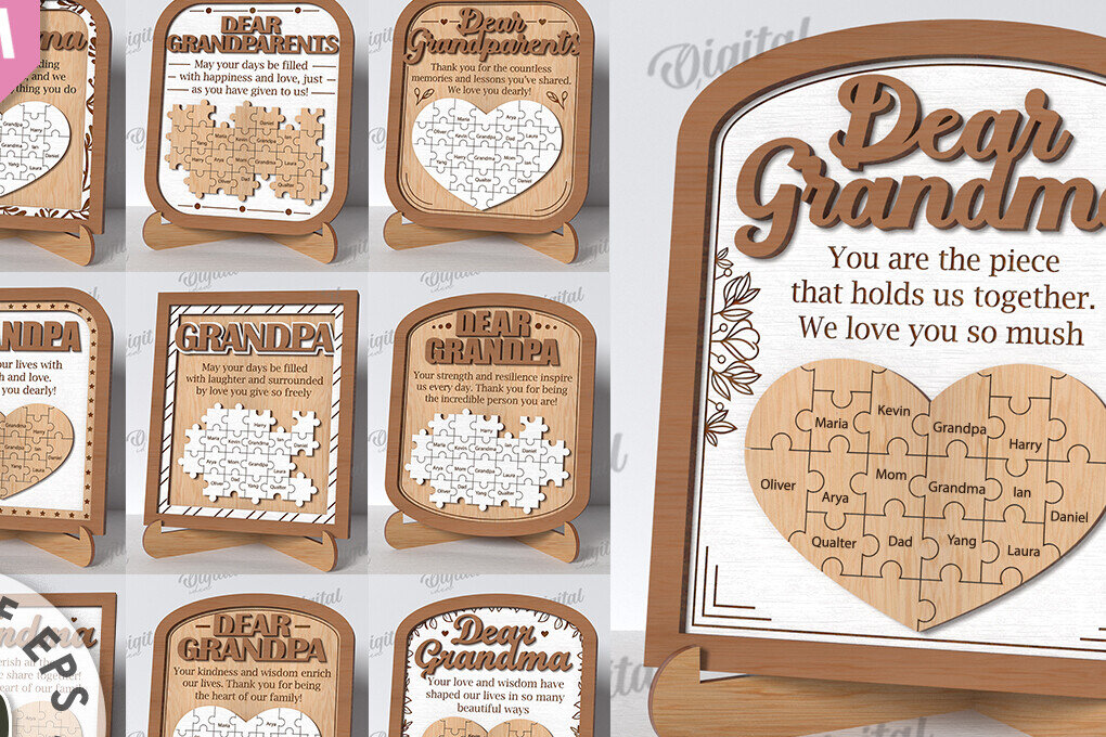 Σετ των 2 Intra απο ξύλο plywood 3mm-4mm πάχος - Πακέτο λέιζερ γιαγιάδες και παππούδες Δίασταση 20x25 cm INTRAFABR-118768620