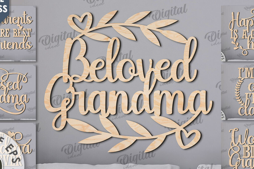 Intra απο ξύλο plywood 3mm-4mm πάχος - Πακέτο κοπής με λέιζερ υπογράφει γιαγιάδες και παππούδες Δίασταση 30x20 cm INTRAFABR-110767973