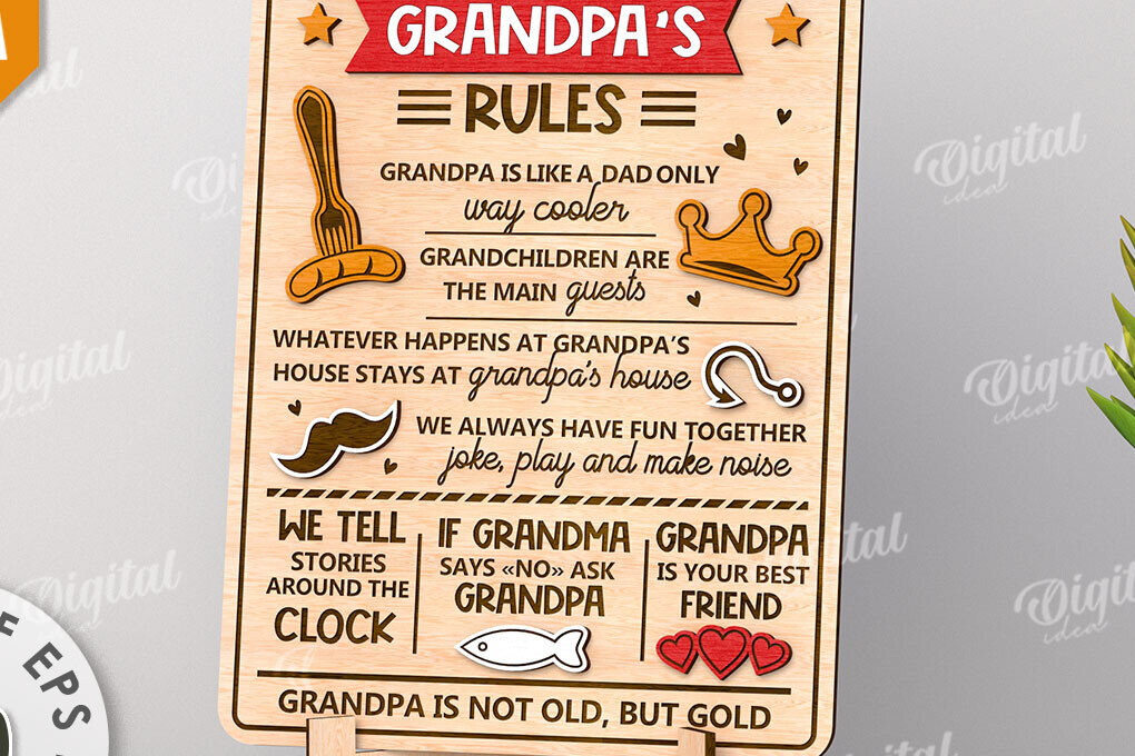 Intra απο ξύλο plywood 3mm-4mm πάχος - Οι κανόνες του παππού πλάκα κοπής με λέιζερ Δίασταση 30x20 cm INTRAFABR-112859459