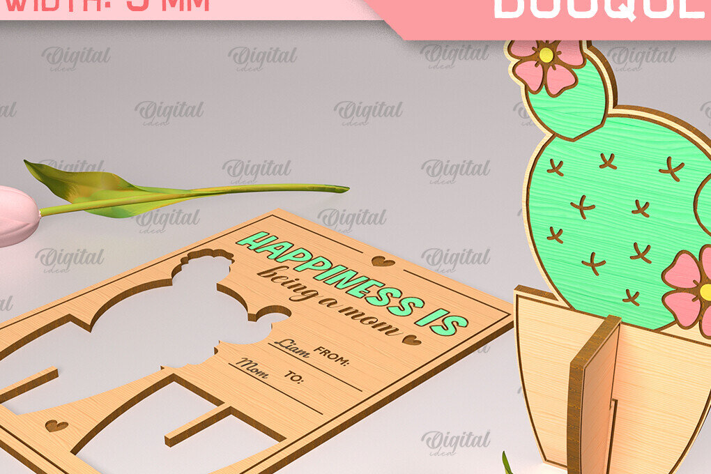 Σετ των 3 Intra απο ξύλο plywood 3mm-4mm πάχος - Ευχετήρια κάρτα λέιζερ. Μπουκέτο λουλουδιών  Δίασταση 10x15 cm INTRAFABR-91977962