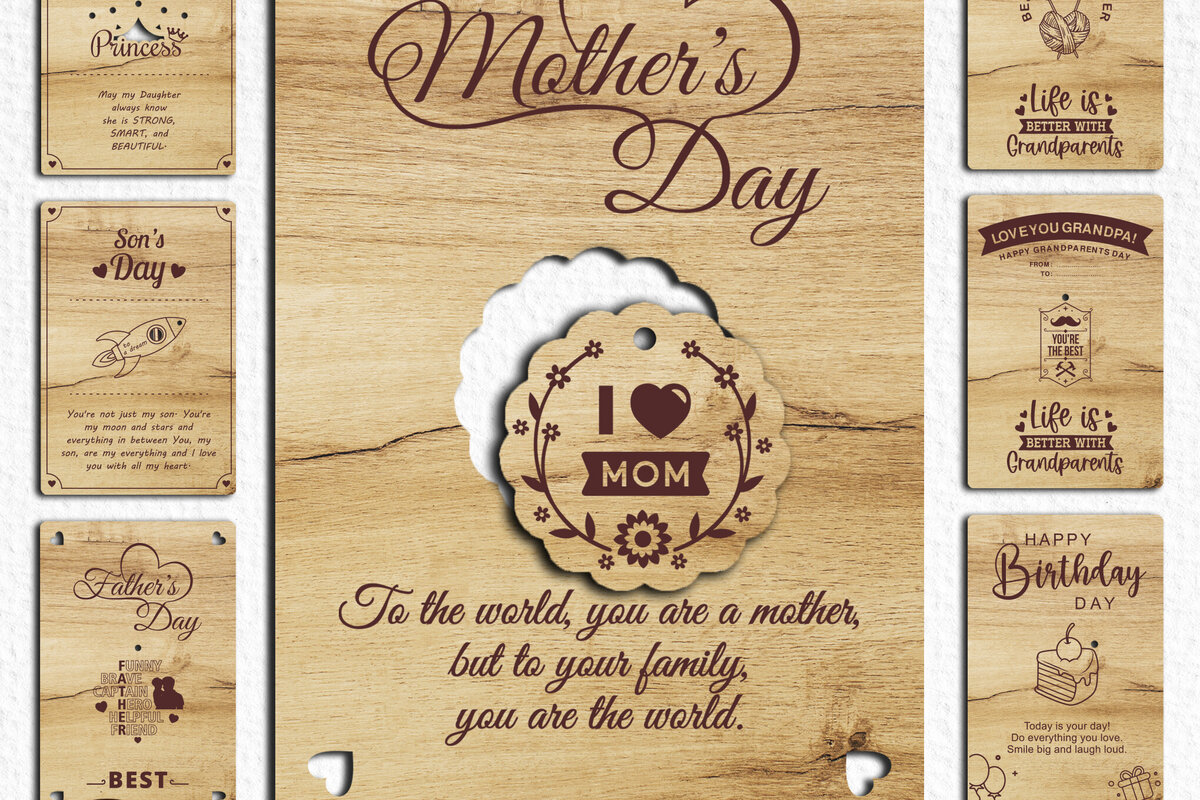 Σετ των 3 Intra απο ξύλο plywood 3mm-4mm πάχος - Πακέτο ευχετήριων καρτών Δίασταση 4x6 cm INTRAFABR-121052504