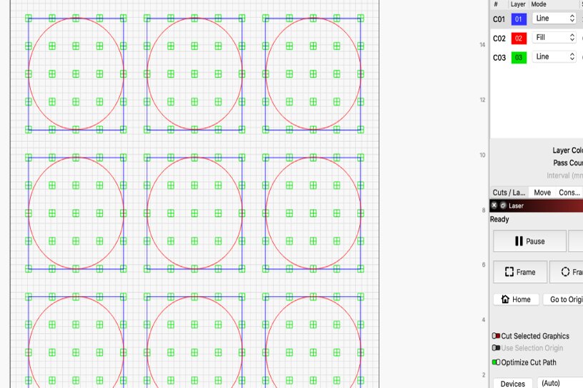 Σετ των 2 Intra απο ξύλο plywood 3mm-4mm πάχος - Πλέγμα για σουβέρ στο Lightburn Δίασταση 20x20 cm INTRAFABR-90871967