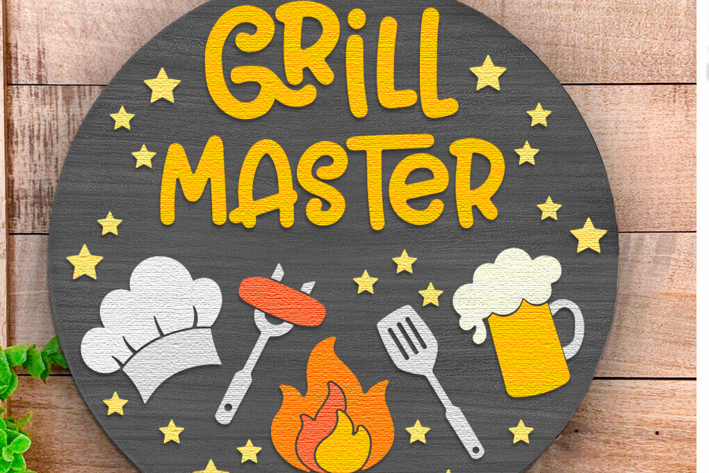 Σετ των 2 Intra απο ξύλο plywood 3mm-4mm πάχος - Grill Master , Summer Door Sign DXF Δίασταση 20x20 cm INTRAFABR-123356290