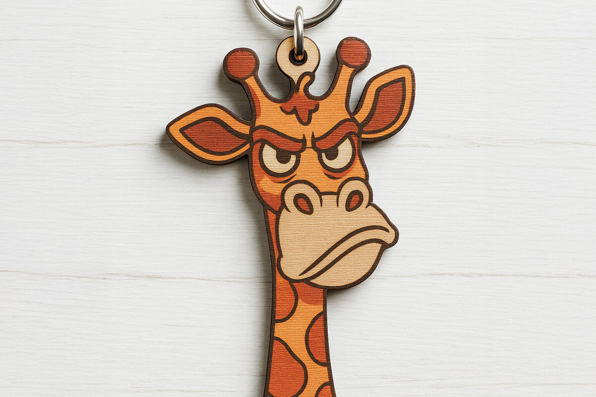 Σετ των 3 Intra απο ξύλο plywood 3mm-4mm πάχος - Grumpy Giraffe Keychain  Δίασταση 4x4 cm INTRAFABR-122092892