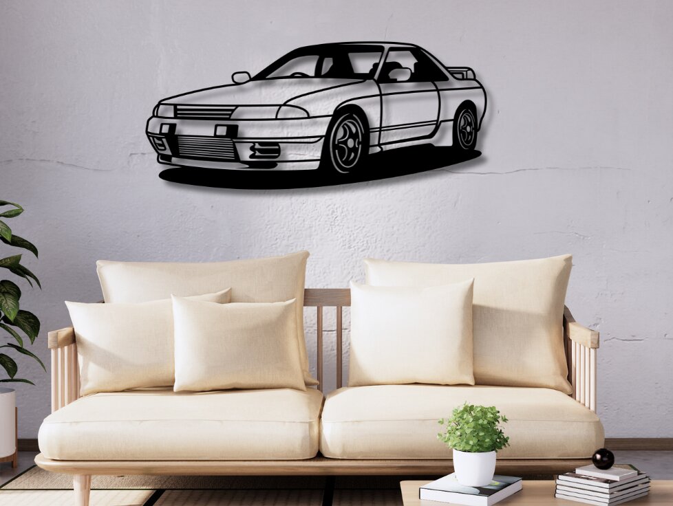 Σετ των 2 Intra απο ξύλο plywood 3mm-4mm πάχος - GTR R32 Laser Cut Car Silhouette Dxf  Δίασταση 20x20 cm INTRAFABR-113661592