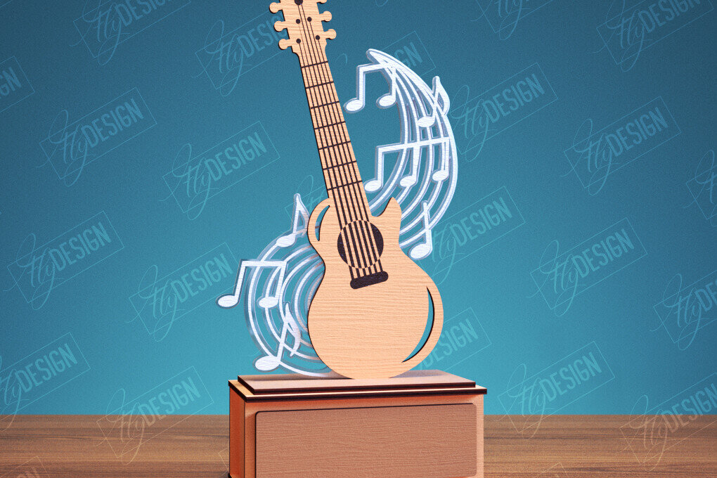 Intra απο ξύλο plywood 3mm-4mm πάχος - Guitar Award Trophy Laser Cut Design  Δίασταση 30x20 cm INTRAFABR-114807504