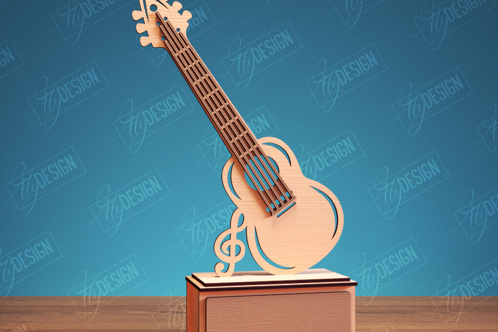 Σετ των 2 Intra απο ξύλο plywood 3mm-4mm πάχος - Guitar Award Trophy Laser Cut Design  Δίασταση 30x20 cm INTRAFABR-114807368