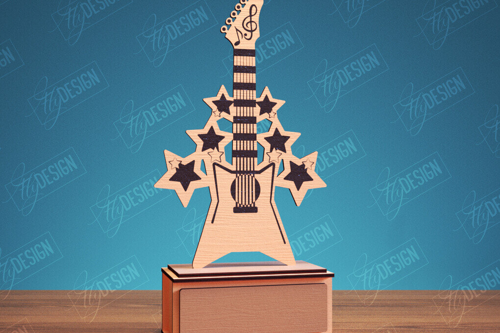 Intra απο ξύλο plywood 3mm-4mm πάχος - Guitar Award Trophy Laser Cut Design  Δίασταση 30x20 cm INTRAFABR-114807492