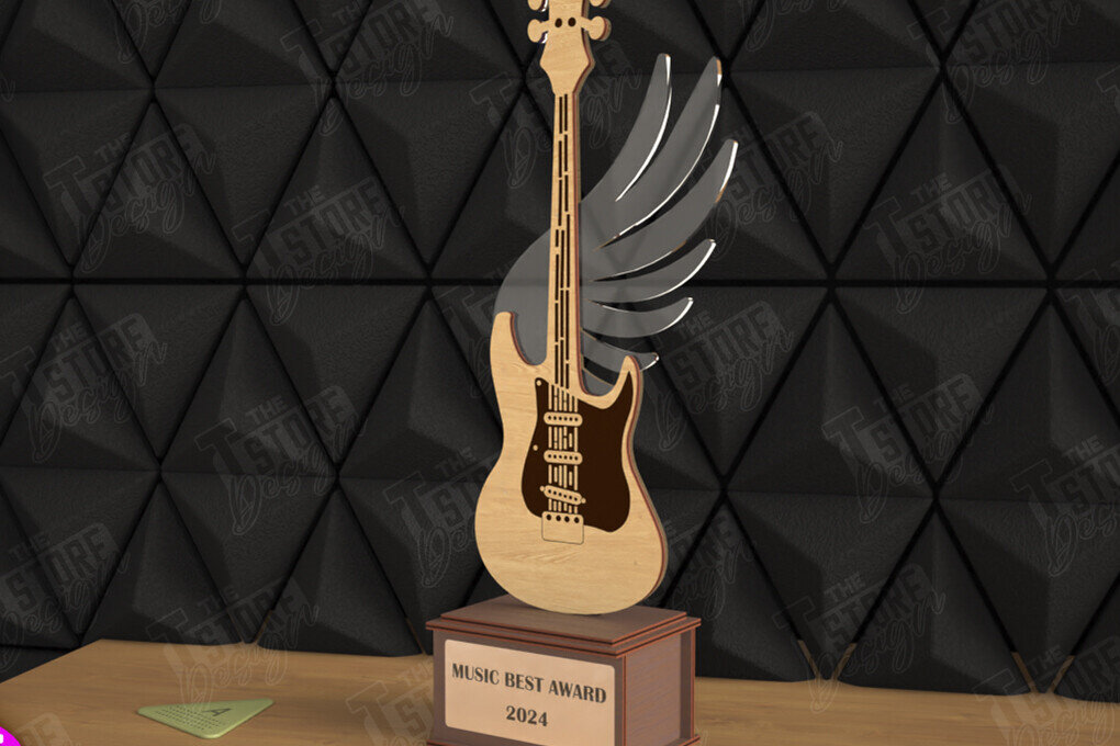 Σετ των 2 Intra απο ξύλο plywood 3mm-4mm πάχος - Βραβείο Κιθάρας Τρόπαιο | Προσωποποιημένη Ανταμοιβή Δίασταση 20x20 cm INTRAFABR-110850182