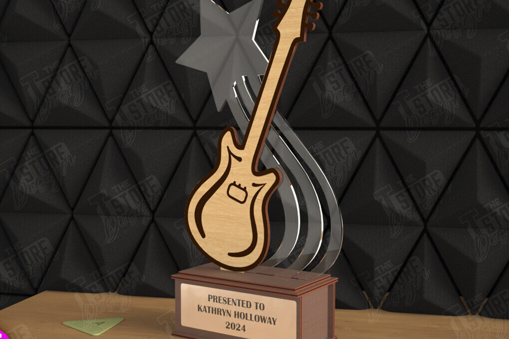 Σετ των 2 Intra απο ξύλο plywood 3mm-4mm πάχος - Βραβείο Κιθάρας Τρόπαιο | Προσωποποιημένη Ανταμοιβή Δίασταση 20x20 cm INTRAFABR-110850187