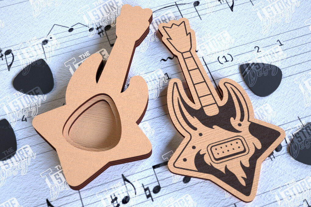 Σετ των 3 Intra απο ξύλο plywood 3mm-4mm πάχος - Θήκη κιθάρας |Θήκη επιλογής| Pick Box Δίασταση 20x20 cm INTRAFABR-113863169