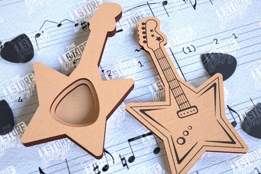 Σετ των 2 Intra απο ξύλο plywood 3mm-4mm πάχος - Θήκη κιθάρας |Θήκη επιλογής| Pick Box Δίασταση 20x20 cm INTRAFABR-113863182