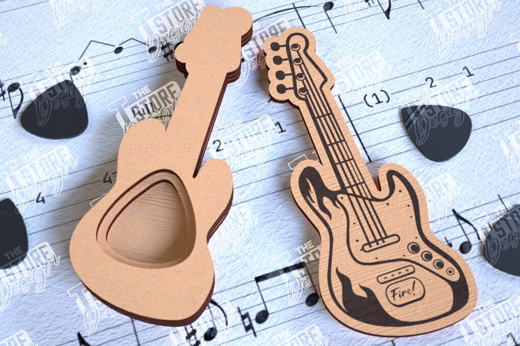 Σετ των 2 Intra απο ξύλο plywood 3mm-4mm πάχος - Θήκη κιθάρας |Θήκη επιλογής| Pick Box Δίασταση 20x20 cm INTRAFABR-113863184