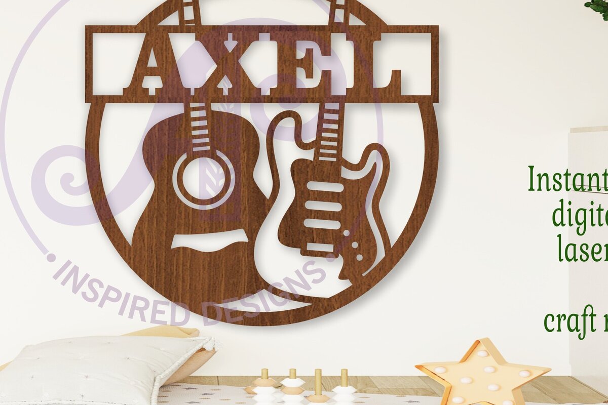 Intra απο ξύλο plywood 3mm-4mm πάχος - Κιθάρες με θέμα όνομα  Laser Δίασταση 30x20 cm INTRAFABR-106282611