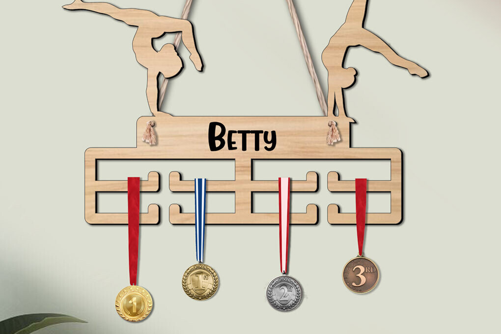 Σετ των 2 Intra απο ξύλο plywood 3mm-4mm πάχος - Gymnastic Women Sport Medal Hanger  Δίασταση 20x20 cm INTRAFABR-120223093