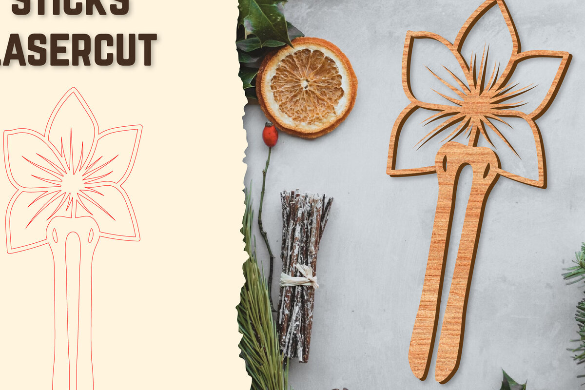 Intra απο ξύλο plywood 3mm-4mm πάχος - Στικς μαλλιών Floral κούρεμα με λέιζερ Δίασταση 30x20 cm INTRAFABR-122943368