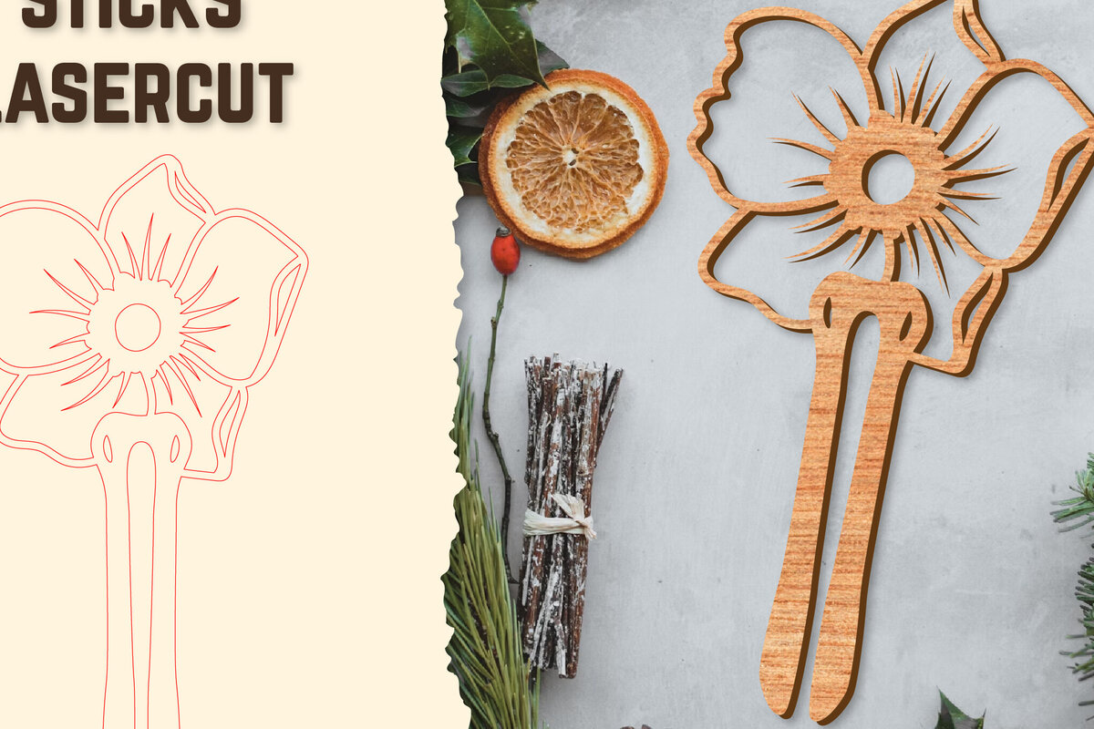 Intra απο ξύλο plywood 3mm-4mm πάχος - Στικς μαλλιών Floral κούρεμα με λέιζερ Δίασταση 30x20 cm INTRAFABR-122943255