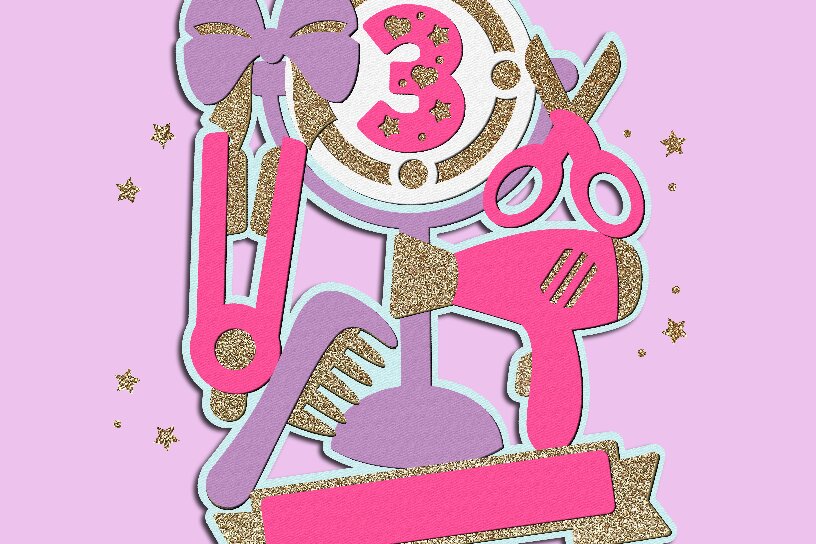 Σετ των 2 Intra απο ξύλο plywood 3mm-4mm πάχος - Hair Style Cake Topper 3D  Δίασταση 20x20 cm INTRAFABR-119904435