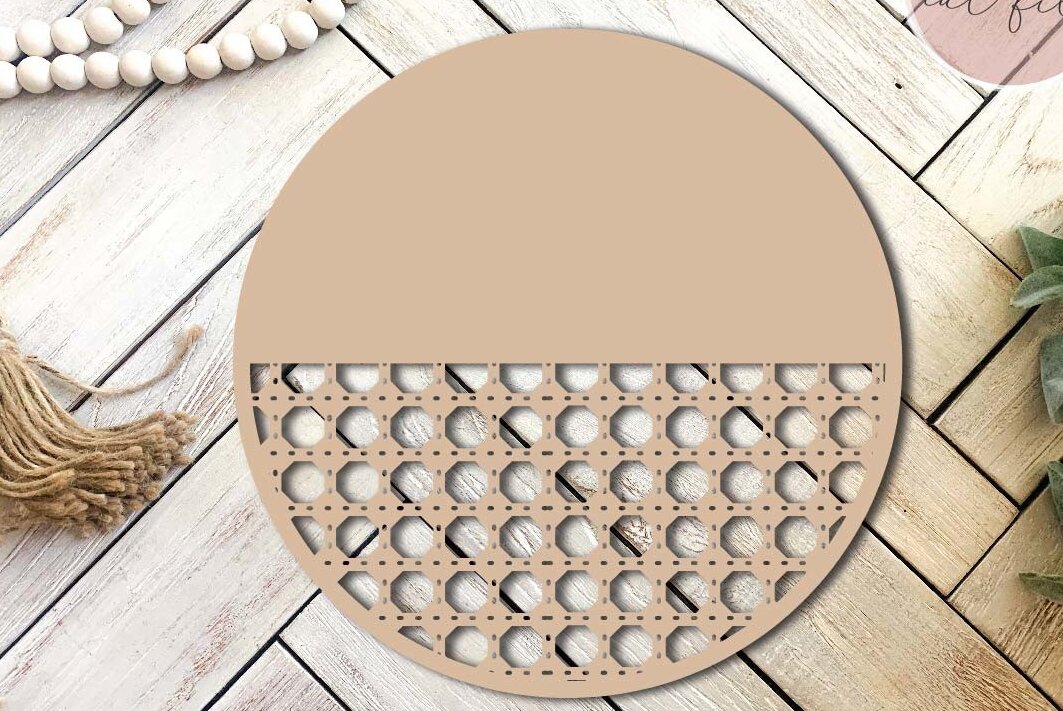 Σετ των 2 Intra απο ξύλο plywood 3mm-4mm πάχος - Half Circle Frame , Rattan Laser Δίασταση 20x25 cm INTRAFABR-71440113