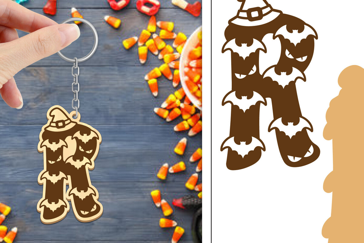 Σετ των 3 Intra απο ξύλο plywood 3mm-4mm πάχος - με μπρελόκ Halloween Aphabet Δίασταση 4x4 cm INTRAFABR-103746559