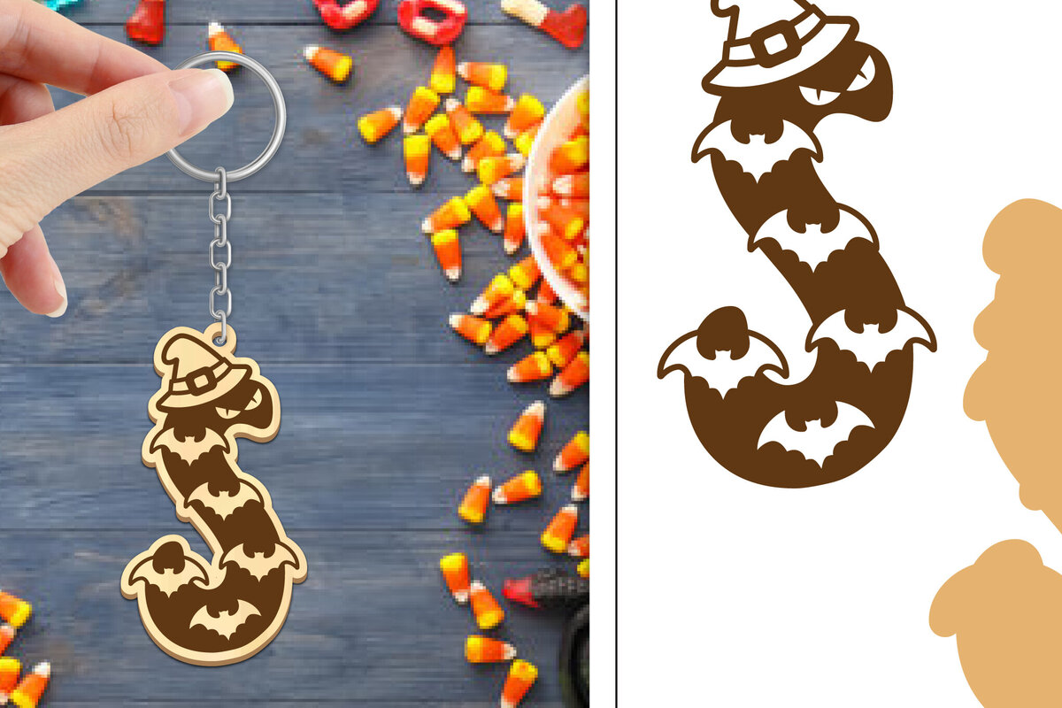 Σετ των 3 Intra απο ξύλο plywood 3mm-4mm πάχος - με μπρελόκ Halloween Aphabet Δίασταση 4x4 cm INTRAFABR-103746609