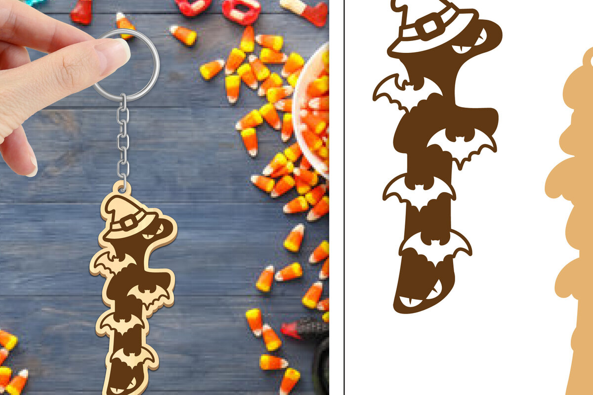 Σετ των 3 Intra απο ξύλο plywood 3mm-4mm πάχος - με μπρελόκ Halloween Aphabet Δίασταση 4x4 cm INTRAFABR-103745618