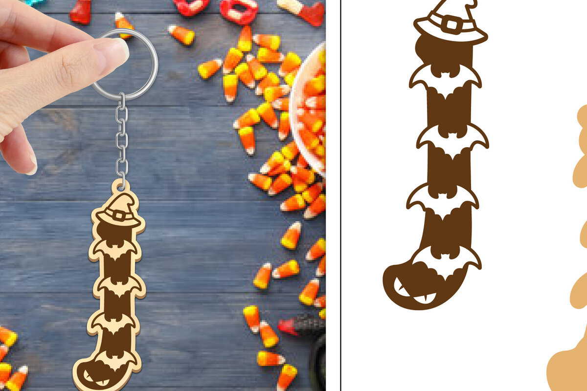 Σετ των 3 Intra απο ξύλο plywood 3mm-4mm πάχος - με μπρελόκ Halloween Aphabet Δίασταση 4x4 cm INTRAFABR-103745971