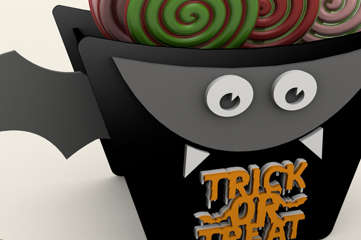 Σετ των 3 Intra απο ξύλο plywood 3mm-4mm πάχος - Πρότυπο αποκοπής τσάντας καραμέλας αποκριών νυχτερίδας Δίασταση 2x5 cm INTRAFABR-106215296