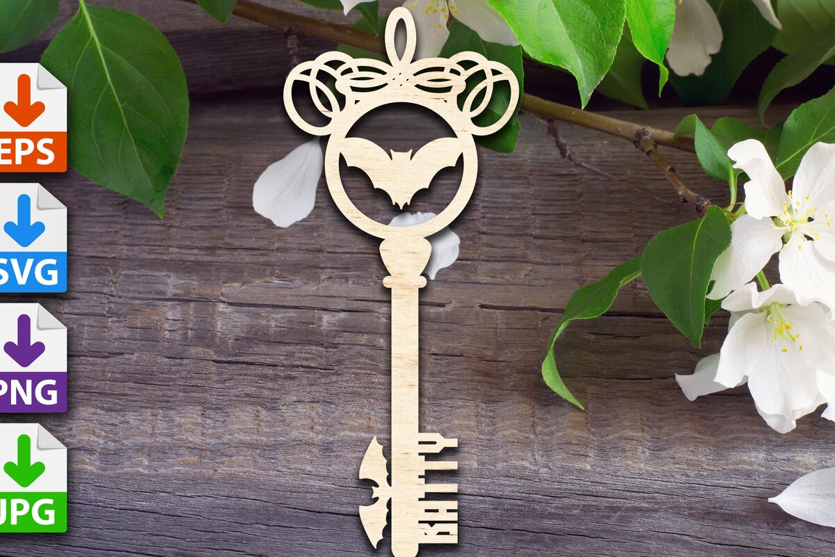 Σετ των 2 Intra απο ξύλο plywood 3mm-4mm πάχος - Κλειδί για το Halloween Bat Δίασταση 15x15 cm INTRAFABR-38364752