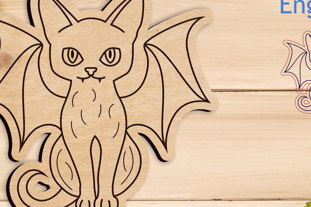 Intra απο ξύλο plywood 3mm-4mm πάχος - Halloween Black Cat, Laser Egraving  Δίασταση 15x15 cm INTRAFABR-106067588