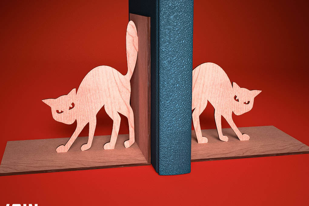 Σετ των 2 Intra απο ξύλο plywood 3mm-4mm πάχος - Halloween Bookend Laser Cut  | Στοιχειωμένος Δίασταση 15x15 cm INTRAFABR-73287368