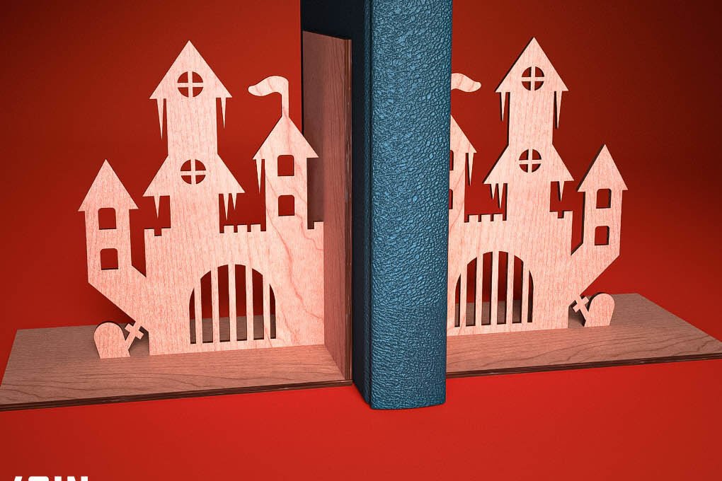Intra απο ξύλο plywood 3mm-4mm πάχος - Halloween Bookend Laser Cut  | Στοιχειωμένος Δίασταση 15x15 cm INTRAFABR-73287406