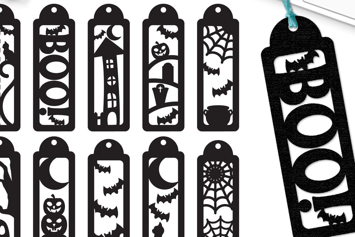 Σετ των 2 Intra απο ξύλο plywood 3mm-4mm πάχος - Halloween Bookmark Lasercut  Δίασταση 15x15 cm INTRAFABR-104774810
