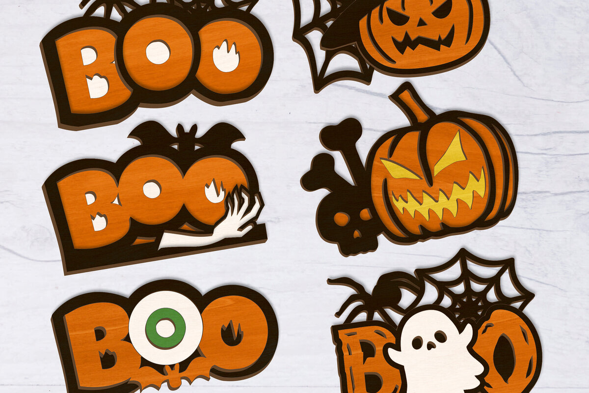 Σετ των 3 Intra απο ξύλο plywood 3mm-4mm πάχος - Διακοσμήσεις σπιτιού για το Halloween Bundle Δίασταση 8x4 cm INTRAFABR-105228881