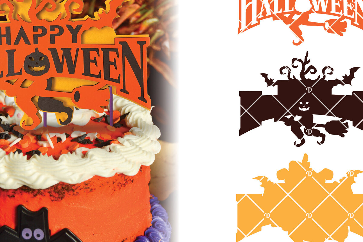 Intra απο ξύλο plywood 3mm-4mm πάχος - Halloween Cake Topper τρισδιάστατο χαρτί με στρώσεις Δίασταση 714x714 cm INTRAFABR-107621752