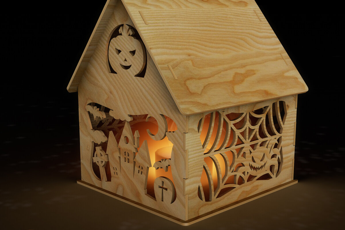 Σετ των 3 Intra απο ξύλο plywood 3mm-4mm πάχος - Αρχεία διακόσμησης κεριών HALLOWEEN Δίασταση 7x8 cm INTRAFABR-78343975